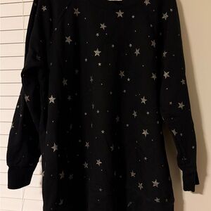 Women’s Style & Co Black Silver Star Patterned Sweatshirt size 0X
